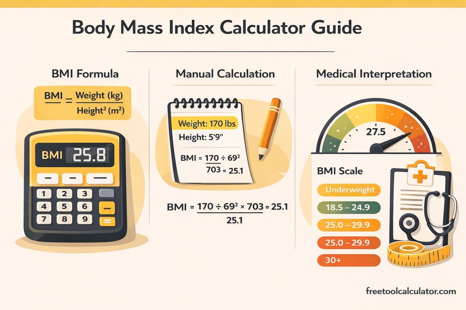 Body Mass Index Calculator Guide with Official Formulas and Medical Interpretation