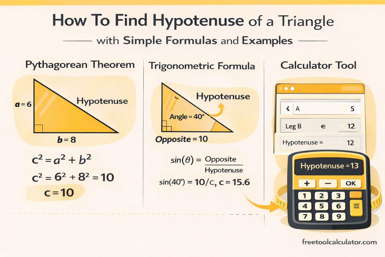 How To Find Hypotenuse of a Triangle with Simple Formulas and Examples