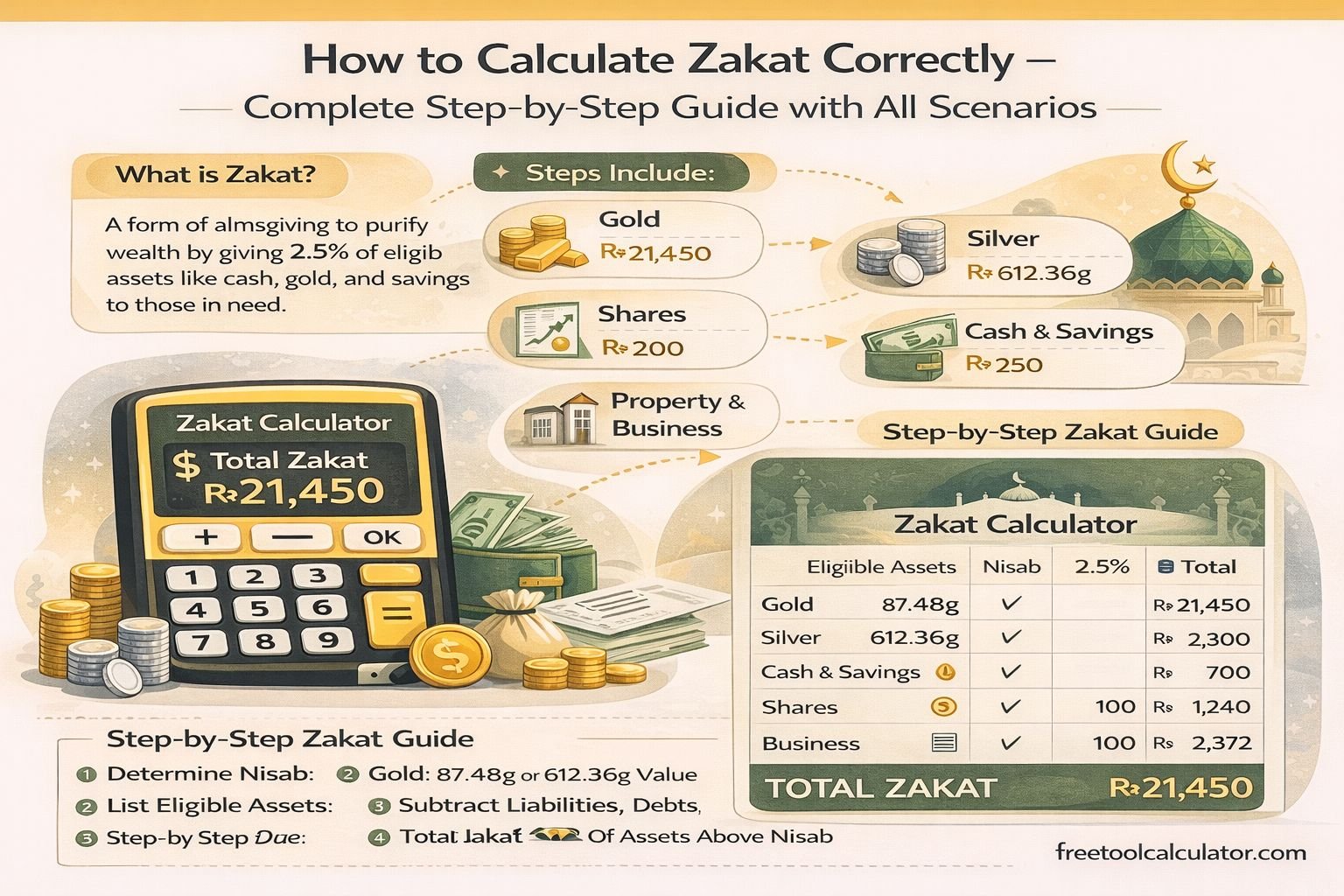 How to Calculate Zakat Correctly – Complete Step-by-Step Guide with All Scenarios
