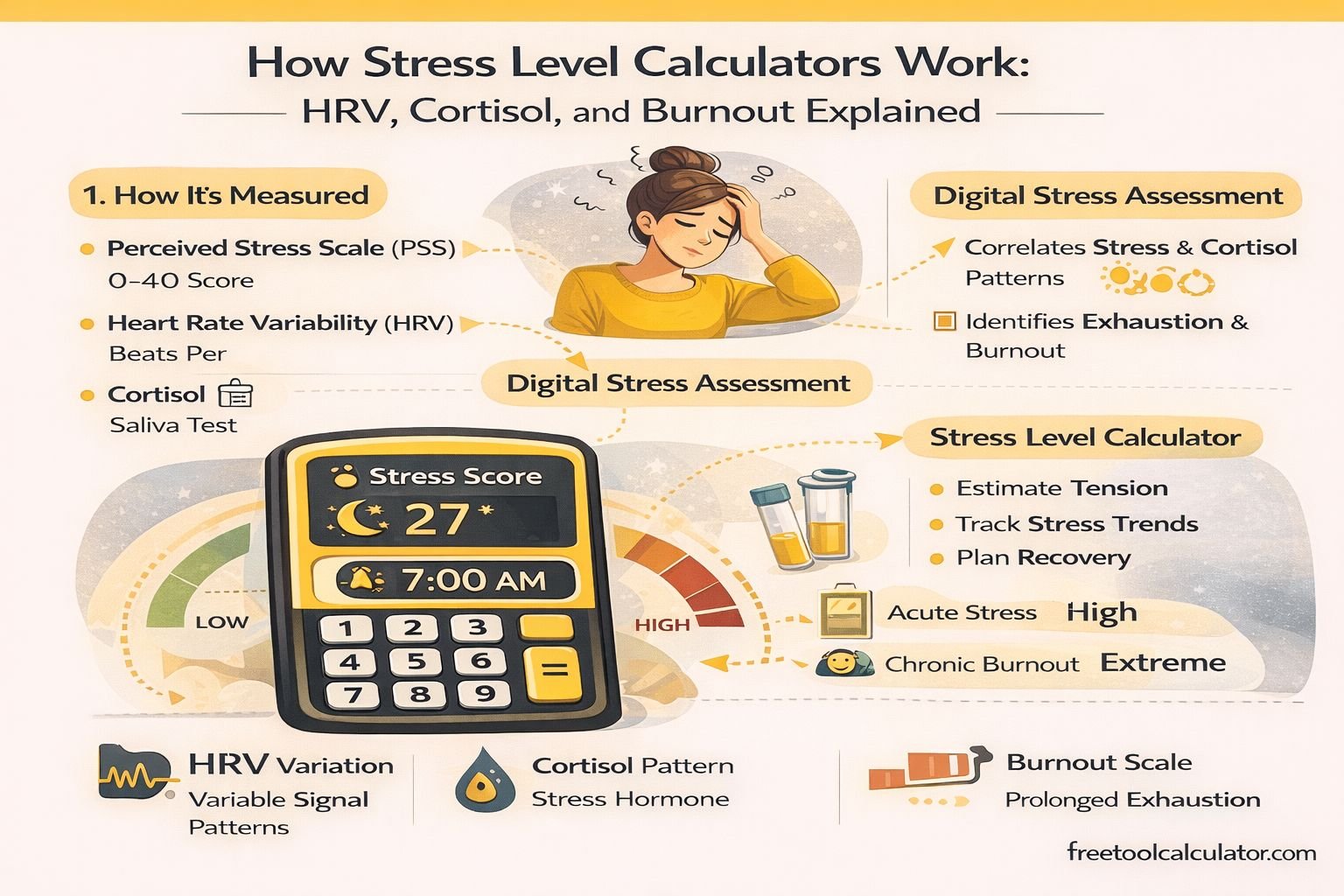 How Stress Level Calculators Work: HRV, Cortisol, and Burnout Explained