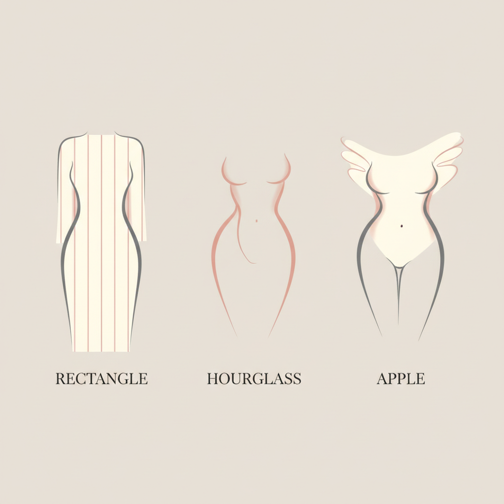rectangle (banana) body shape outline with straight proportions and undefined waist