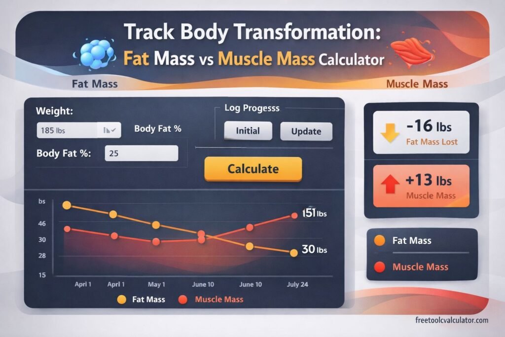 Track Body Transformation Fat Mass vs Muscle Mass Calculator