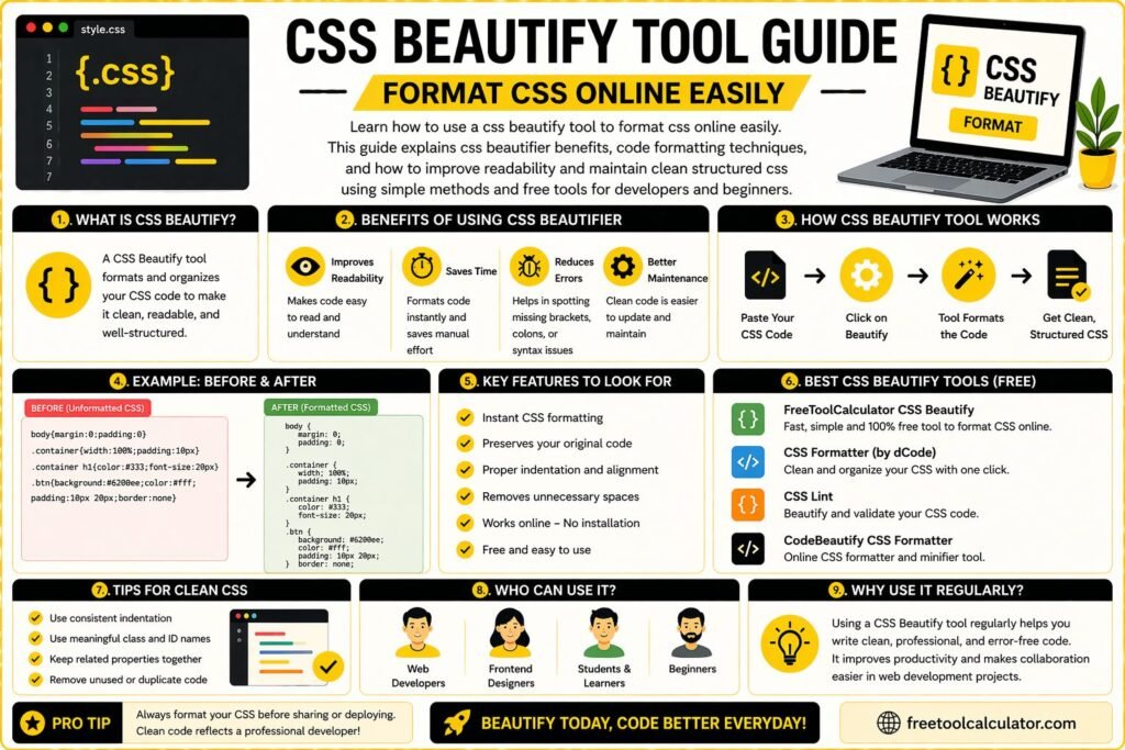 CSS Beautify Tool Guide Format CSS Online Easily