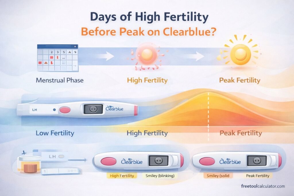 How many days of high fertility before peak on Clearblue