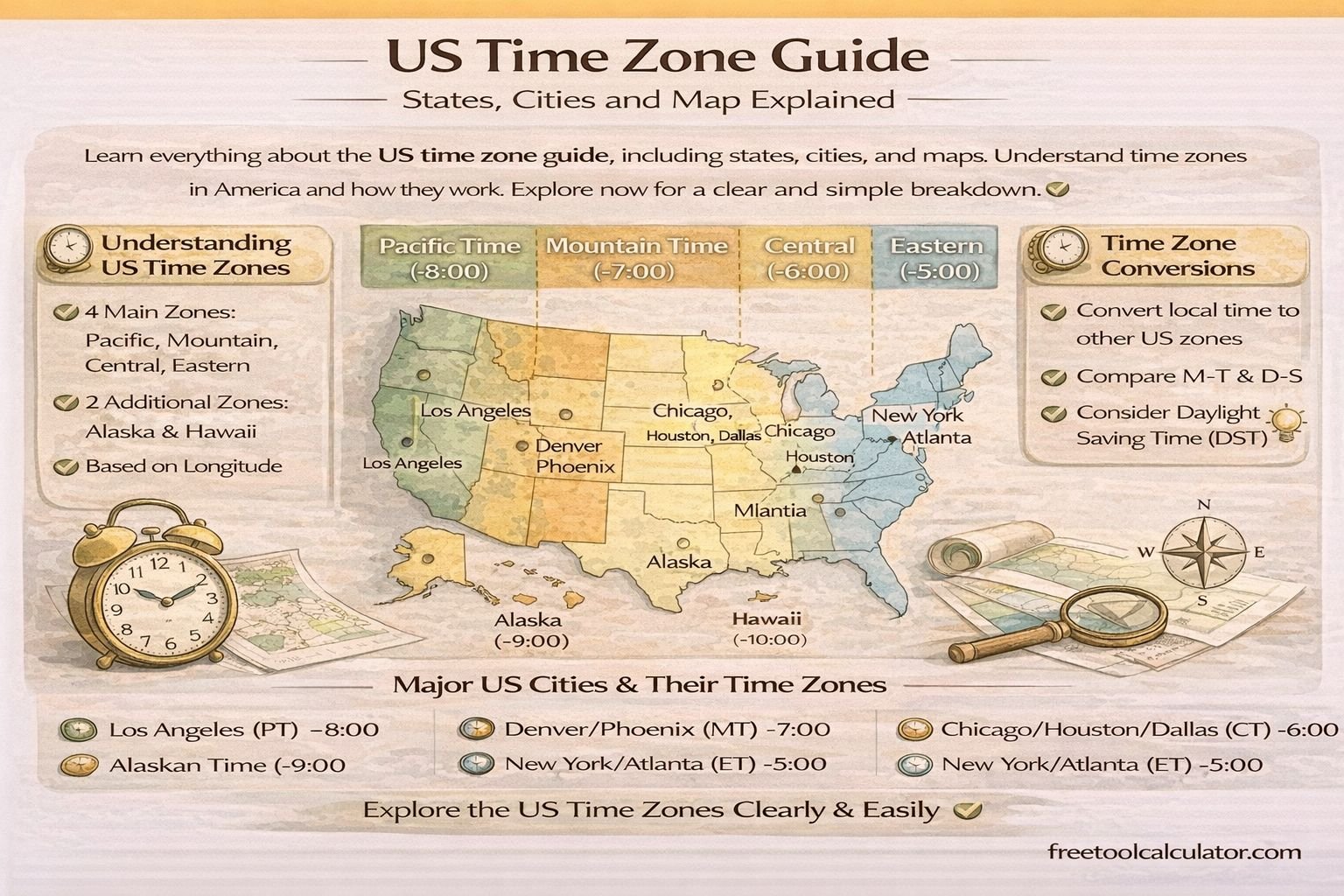 US Time Zone Guide – States, Cities and Map Explained