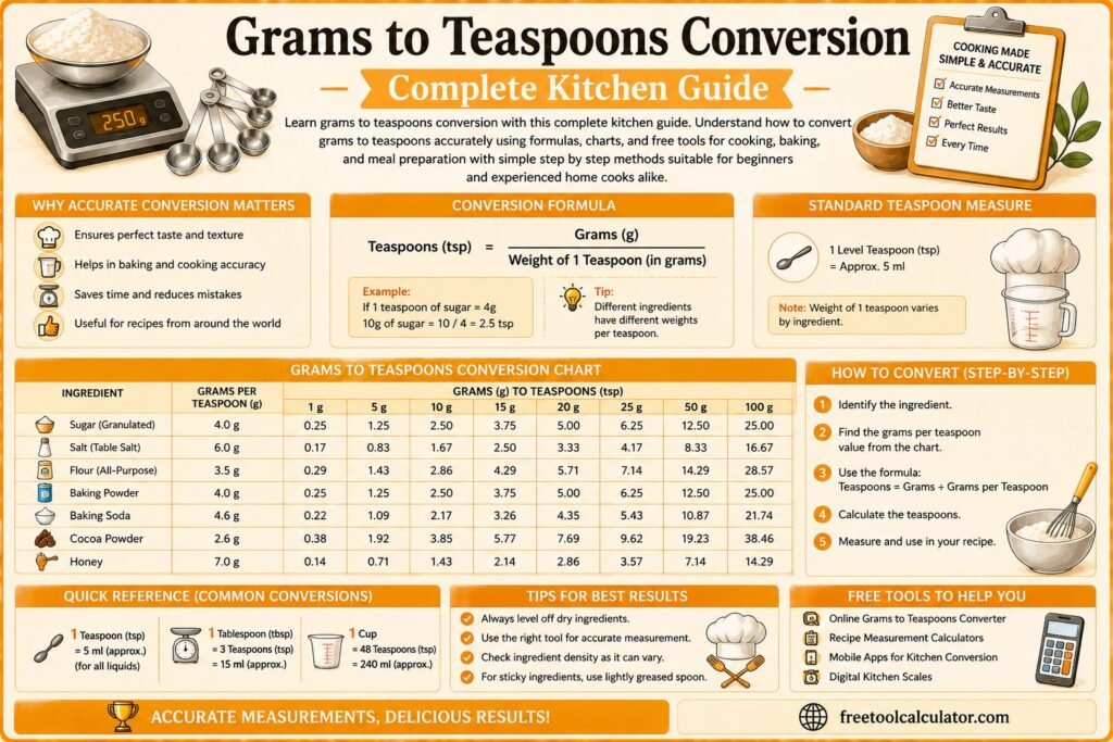 Grams to Teaspoons Conversion Complete Kitchen Guide
