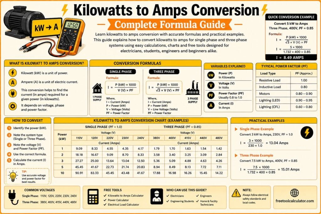 Kilowatts to Amps Conversion Complete Formula Guide