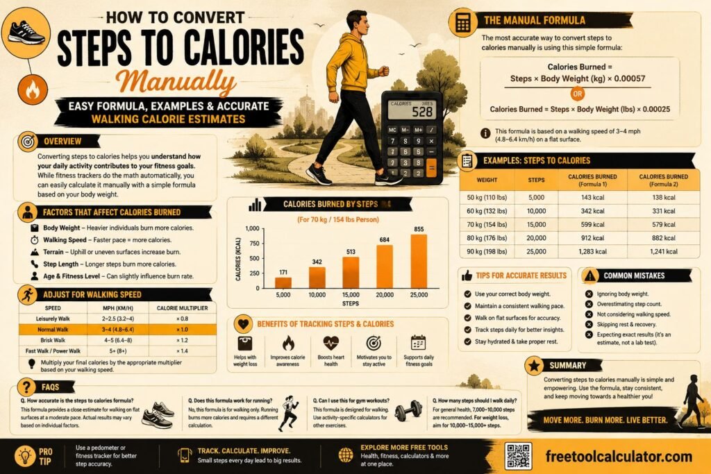 How to Convert Steps to Calories Manually: Easy Formula, Examples & Accurate Walking Calorie Estimates