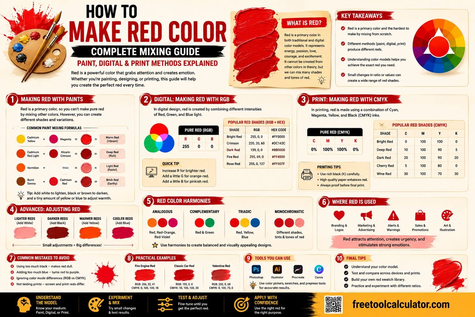 How to Make Red Color (Complete Mixing Guide) Paint, Digital & Print Methods Explained